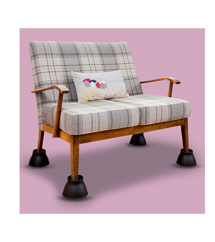 A lounge chair with added chair raisers